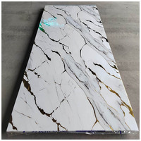 Panneau Mural PVC Effet Marbre Imperméable Haute Brillance pour Fond de Télévision
