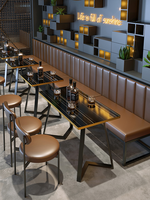 Café-restaurant Pub Bar Booth Canapé Sièges Ensemble de meubles Design moderne Prix pas cher Restaurant Métal Fer Ensemble de salle à manger Tables à manger