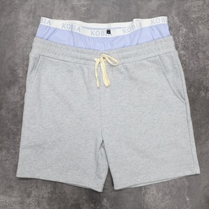 Shorts décontractés gris pour hommes avec cordon de serrage, imprimé personnalisé, respirants, style streetwear, avec logo frontal, en coton tricoté - Product Image 6