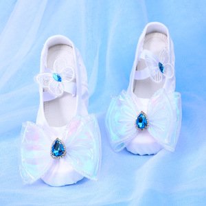 Chaussures <span class=keywords><strong>de</strong></span> danse pour bébé <span class=keywords><strong>de</strong></span> haute qualité avec semelle antidérapante, design élégant avec nœud papillon, dessus en satin respirant, doublure en coton - Product Image 2