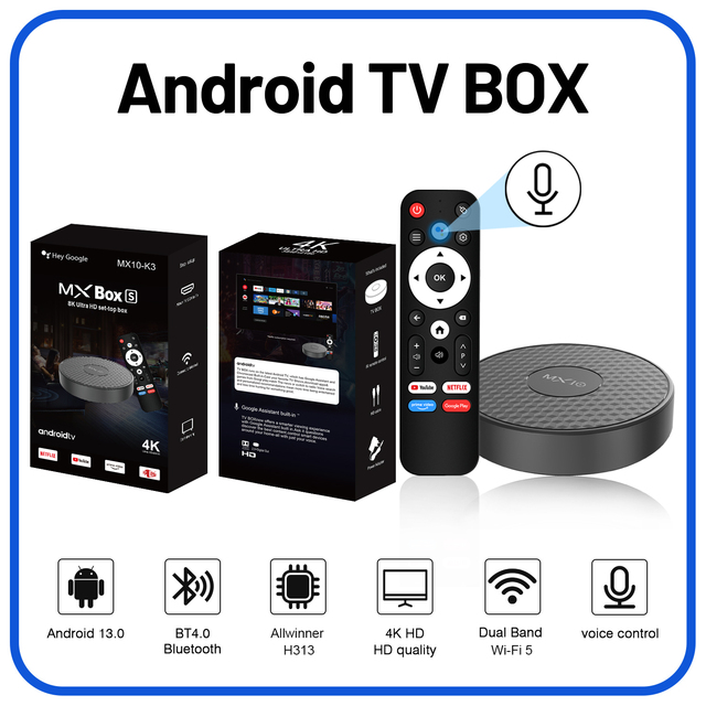 MX10 K3 Set Top Box Android 13.0 H313 Dual Wifi TV Box HD 4K Network Media Player Set Top Box