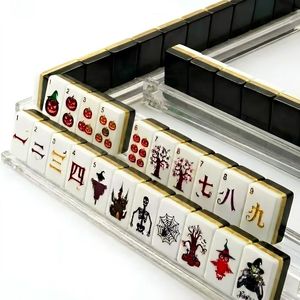 Juego de Mahjong Americano Personalizado de Halloween, Ecológico y Duradero, con Diseño de Calabaza Espeluznante, 160 Fichas de Mahjong Acrílicas, Juego de Mesa para Fiestas - Product Image 3