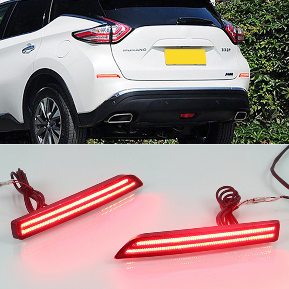 LED Rear Bumper Reflector Lights For Nissan Murano 2015-2018 - Brake Light & Turn Signal Combo