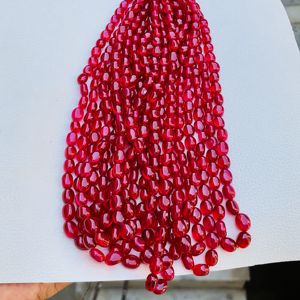 Nouvelles perles de rubis corindon de qualité AAAA+ extrêmement belles, forme ovale, lisses, perles de pierres précieuses de rubis, fabrication de bijoux B - Product Image 6