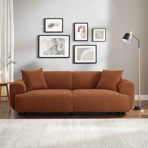 Sofá Cama Futón Moderno de Lujo, Diseño Plegable de 3 Plazas con Tapicería de Terciopelo y Cuero, Estructura de Madera para Sala de Estar - Product Image 1