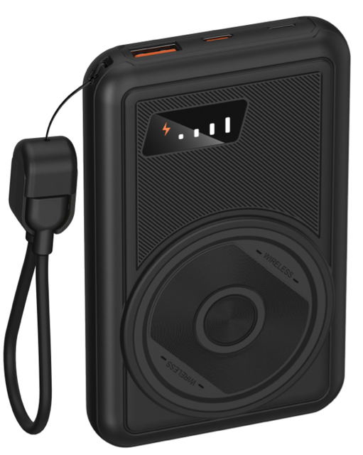 Factory Price High Capacity Mini Portable 10000mAh Magnetic Wireless Power Bank PD22.5W Fast Charging Charger With Lanyard Cable