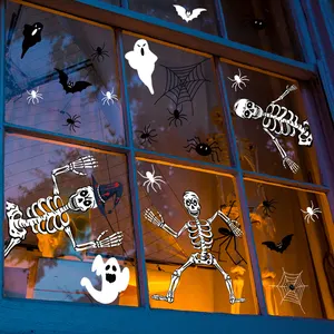 Хэллоуин UV пугающие скелеты крик призрак паук домашний настенный дисплей окна балкона окна стекла самоклеящиеся наклейки