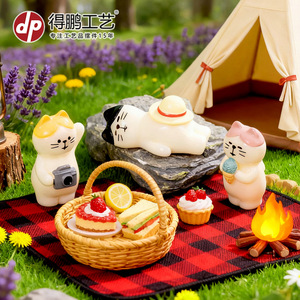 Dp Miniatura de Gato de Dibujos Animados en Resina, Accesorios Decorativos para el Hogar, Escritorio, Adorno para Coche - Product Image 4