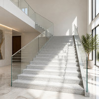 Marches d'escalier en granit beige naturel poli, taille personnalisée, marches modernes écologiques, bord arrondi, rainures antidérapantes