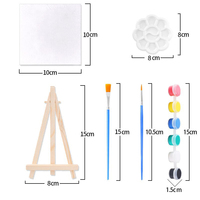 Kit de peinture artistique portable GF, planche à dessin carrée 10x10cm avec chevalet de table, pigments et pinceaux pour la création artistique