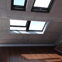 Fenêtre de toit en verre aluminium moderne à rupture thermique, toit résidentiel éconergétique, lucarne ouverte électrique