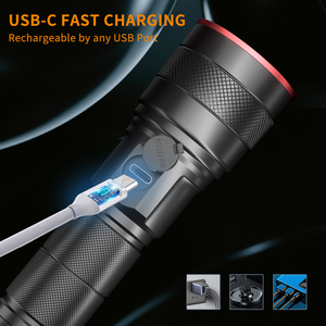 Fonjue 1200 lumen cao mạnh mẽ dài khoảng cách có thể sạc lại dẫn ngoài trời ngọn đuốc chiến thuật ánh sáng hợp kim nhôm đèn pin - Product Image 3