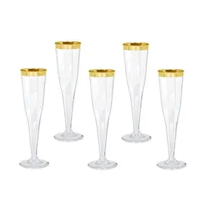 Hot Stamp PS Clear Cup Disposable Plastic Champagne Cups In Gold And Silver