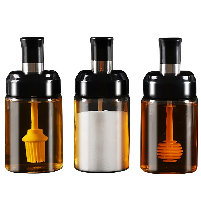 Dapur India Stainless Steel 2Oz Jar Kaca Bumbu Botol 4Oz Kaca Bumbu Jar dengan Sendok