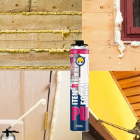 GORVIA ITEM-R 750ml Mousse d'étanchéité en polyuréthane PU, mousse expansive pour le remplissage des joints, pour l'installation de fenêtres et de portes, utilisation en construction