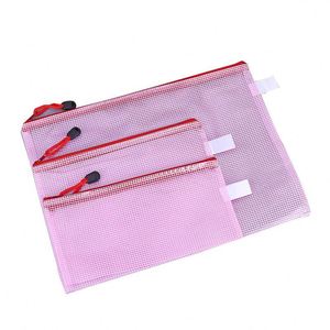 Pochette zippée en maille transparente avec logo personnalisé, multi-tailles A3/A4/A5/A6 pour dossiers, reçus, archives - Product Image 5