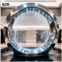 Sculpture d'eau moderne en acier inoxydable poli miroir 304/316L BSA, fontaine d'eau intérieure/extérieure pour hall d'hôtel