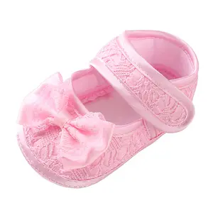 Sapatos de algodão antiderrapante, sapatos jane de algodão macio, antiderrapante, com laço, para meninas de 0-18 meses