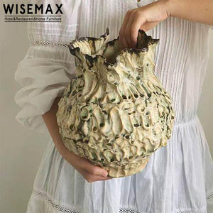 WISEMAX FURNITURE Vaso in Ceramica Vintage Texturizzato, Vaso Scultoreo Rustico per Fiori, per Soggiorno, Camera <span class=keywords><strong>da</strong></span> Letto, Arredamento Casa - Product Image 5