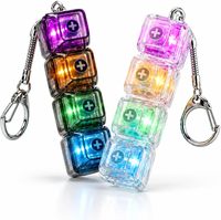 Gantungan Kunci Fidget Keycap LED, Tombol Dekompresi PC, Mainan Kecil, Gantungan Ransel Custom, Gantungan Kunci Switch Mekanik