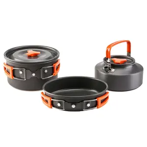 3pcs एल्यूमीनियम डेरा डाले हुए है cookware सेट बाहर डेरा डाले हुए और लंबी पैदल यात्रा खाना पकाने उत्पादों आउटडोर रसोई में खाना पकाने उपकरण foldable