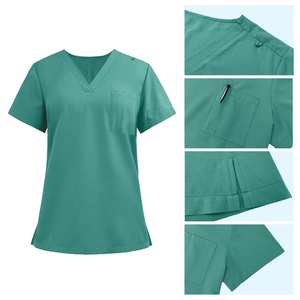 Conjunto de Uniforme Médico Moderno Unisex en Oferta, Traje de Enfermera con Manga Corta y Cuello en V, Tela Twill para <span class=keywords><strong>Personal</strong></span> Hospitalario - Product Image 4