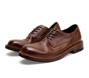 Chaussures Oxford de bureau formelles en cuir luxueuses à lacets, fabriquées à la main, à semelle épaisse pour hommes - Product Image 6