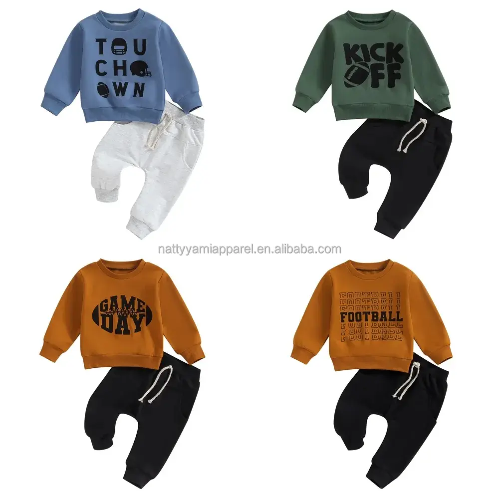 Conjunto de ropa de bebé para niños recién nacidos, sudaderas de manga larga de fútbol KICK FF, pantalones de chándal, 1 unidad