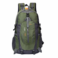 Sac à dos de randonnée portable imperméable 40L en nylon pour le camping en plein air, les voyages, léger, multifonctionnel, vert foncé
