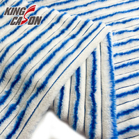 Kingcason Bleu Blanc Fil Teint en Masse Fabricant Chinois Chaud 100% Polyester Imprimé Jacquard Rayé Faux Fourrure de Lapin pour Drap de Lit