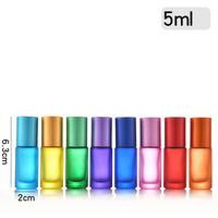 Flacon roll-on en verre mat multicolore de 5 ml et 10 ml pour huiles essentielles, avec embout en acier inoxydable, rechargeable, pour voyage, emballage de flacons de parfum
