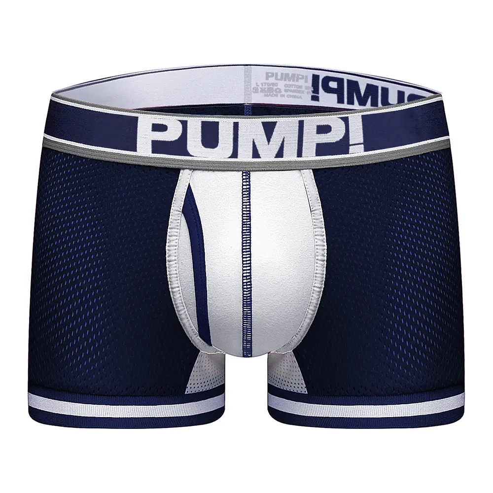 Cuecas boxers de malha oca para homens STXBL-H118, cuecas elásticas justas e confortáveis de cintura baixa, cuecas respiráveis, moda masculina