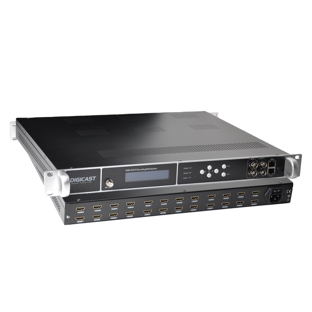 DIGICAST Digital DVB 4-Channels H.264 HD ISDB T Encoder Modulator with for Input 8-SPTS/IP & 2-ASI Outputs