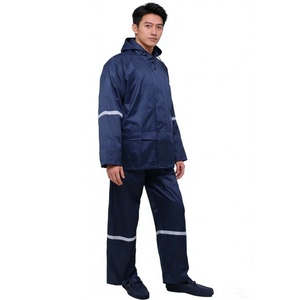 Traje Impermeable Reflectante Azul Marino de Poliéster OEM de Fábrica, Chaqueta de <span class=keywords><strong>Lluvia</strong></span> de Doble Capa de 2 Piezas para Motocicleta - Product Image 2