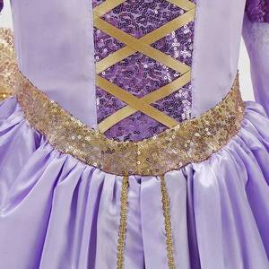 Robes de cosplay Rapunzel pour filles HP New 2024 Halloween, costumes de princesse pour filles, tenues de fête d'anniversaire pour enfants, 10-14 ans - Product Image 4