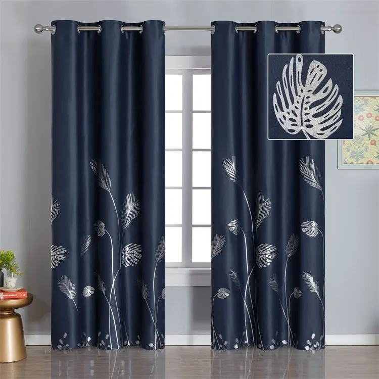 Wholesale Thermal Insulated Palm Tree and Wheat Pattern Prints Blackout Curtains for Bedroom
