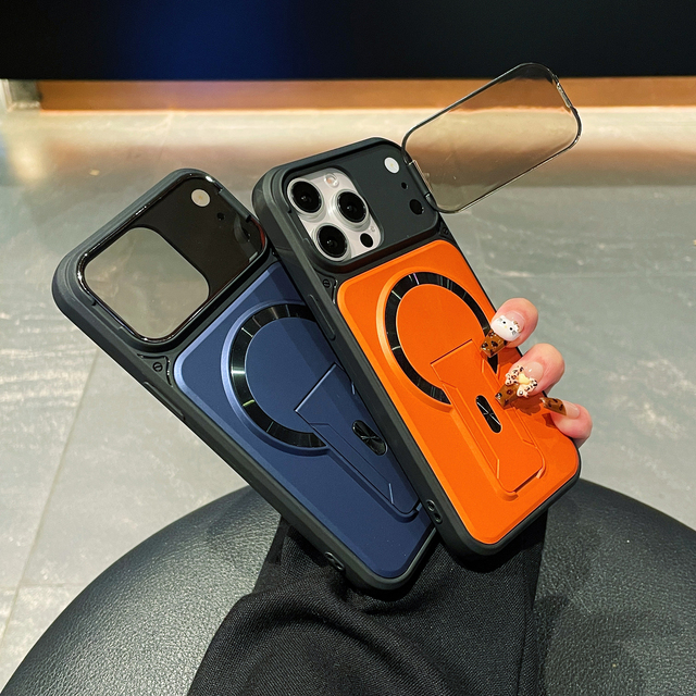 Camera Stand Protectation Mobile Phones Cover for iphone 17 18 Pro Bracket Strong Magnet Phone case for iphone 16 15 14 13 12 11