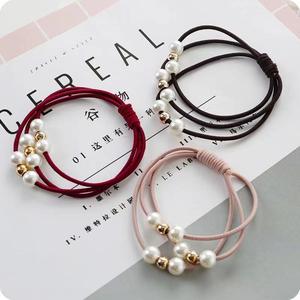 Élastique à cheveux en perles, couleurs mélangées, en tissu, fait main, accessoire décontracté pour la tête - Product Image 1