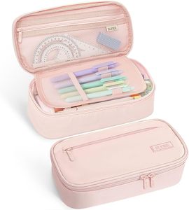 Estuche para lápices de gran capacidad con cremallera para útiles escolares y de oficina, unisex, color rosa - Product Image 6