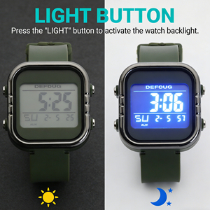 Montres de sport numériques LED carrées intelligentes et étanches avec <span class=keywords><strong>chronomètre</strong></span> électronique lumineux, alarme hebdomadaire pour hommes, femmes, adolescents, activités de <span class=keywords><strong>plein</strong></span> air - Product Image 1