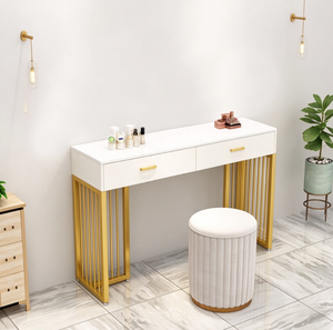 Modern Makeup Dressing <b>Table</b> Commercial Salon <b>Vanity</b> White Storage Desk With <b>Stool</b> for Beauty Studio Wedding Dress Shop - Product Image 2