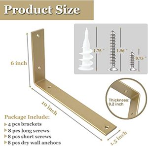 Goud Heavy Duty Plankbeugels 8X6 Inch, Extra Dikke L Rekken Beugels - Product Image 4