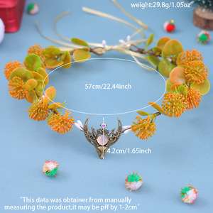 Style forêt Simple <span class=keywords><strong>fleur</strong></span> fraîche <span class=keywords><strong>couronne</strong></span> rougeoyante casque pour mariée robe de mariée Photo Shoot plage vacances éclairage décoratif - Product Image 5