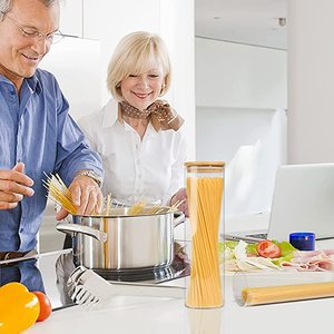 Set Van 3 Glazen Pantry Opslag <span class=keywords><strong>Container</strong></span> Voor Noedels Spaghetti <span class=keywords><strong>Pasta</strong></span> Opslag <span class=keywords><strong>Container</strong></span> Met Deksel Tall Helder Luchtdicht Voedsel - Product Image 2
