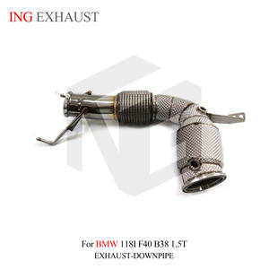 Tubo de bajada del sistema de escape de acero inoxidable ING para <span class=keywords><strong>BMW</strong></span> <span class=keywords><strong>118i</strong></span> F40 <span class=keywords><strong>B38</strong></span> 1,5 T con piezas de tubos de rendimiento automático de protección térmica - Product Image 2
