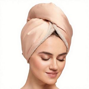 Serviette à cheveux personnalisée en microfibre double couche antimicrobienne, bonnet séchant réversible type turban pour adultes, tissé, pour la maison - Product Image 3