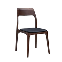 Chaise de salle à manger contemporaine en bois massif courbé avec siège rembourré pour restaurant, café, hôtel