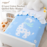 Couette rembourrée en coton et bambou pour bébé, 43,3x43,3 pouces, 6 couches, couverture de literie chaude pour chambre d'enfant