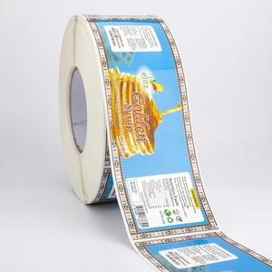 Étiquette alimentaire personnalisée en rouleau pour fabricant de produits alimentaires, autocollant adhésif en vinyle brillant imperméable pour l'emballage de pots et bouteilles de sirop doré - Product Image 4