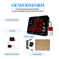 NUEVO Termómetro Higrómetro Digital de Escritorio con Pantalla LED, Alarma Audible y Visual Externa, Reloj, USB, OEM, Plástico, para Uso Doméstico